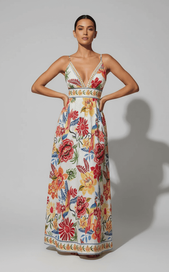 साइड पॉकेट्स और ए-लाइन सिल्हूट के साथ अर्थी टाई-डाई स्लीवलेस टी-शर्ट स्टाइल बीच ड्रेस